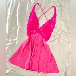Victoria’s Secret Hot Pink Lace Slip Dress